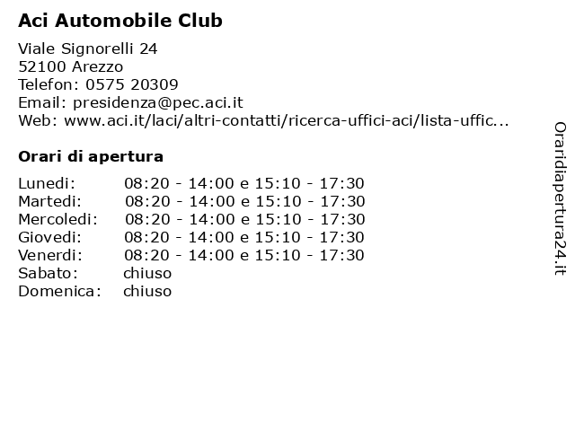 Orari di apertura Aci Automobile Club Viale Signorelli